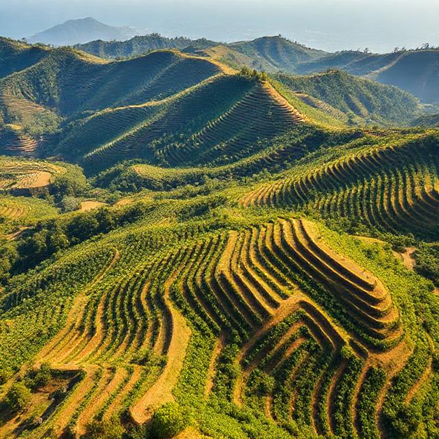 Aerial view of coffee rows at Mont Soy