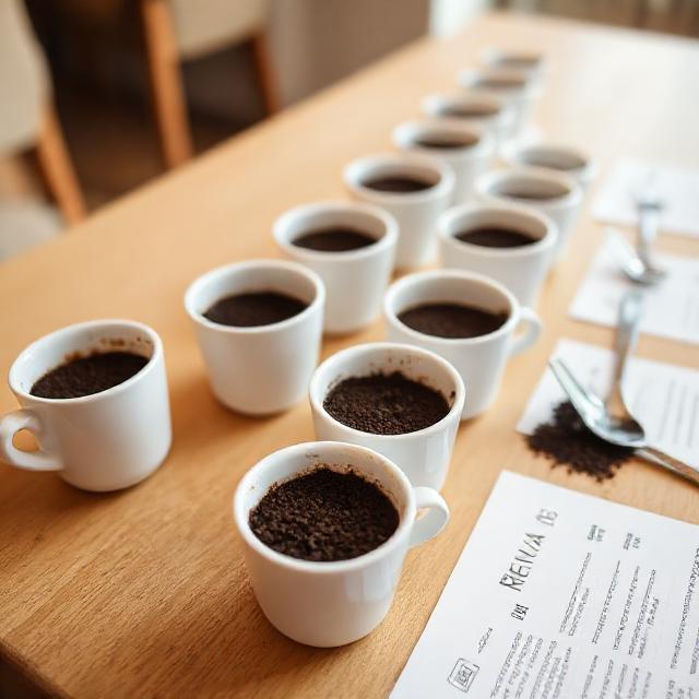 Kenyan coffee cupping table