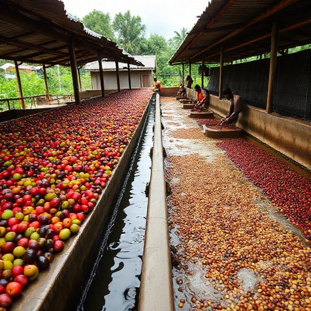 Kenyan coffee washing station
